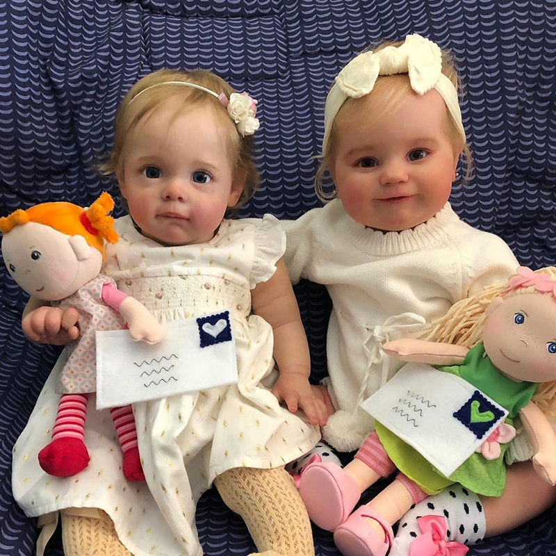 23"/20" Lifelike Twin Beverly and Queenie Reborn Baby Toy Girls-Maggie and Maddie Series