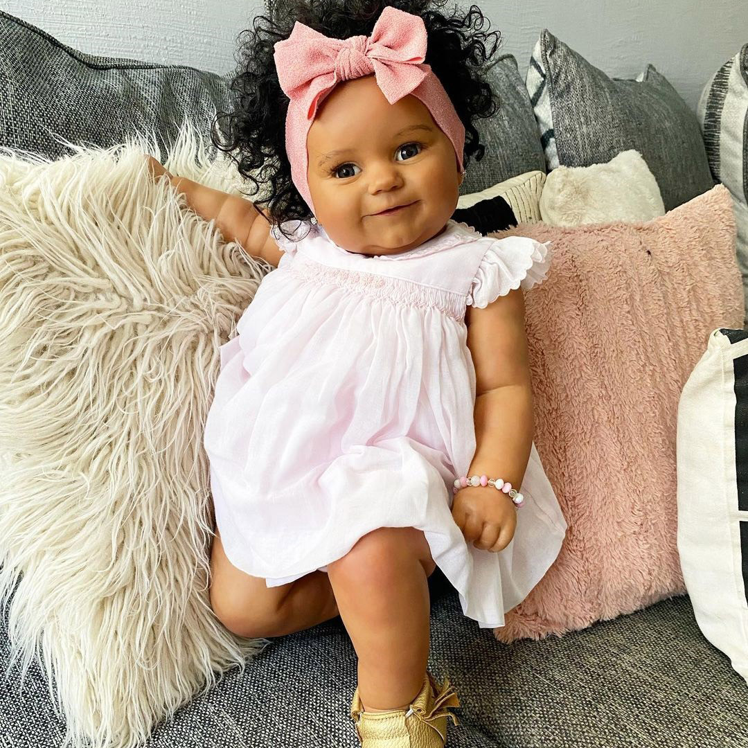 20 Inches Lifelike Olivia Open Eyes African American Reborn Doll Girl-Maddie Series