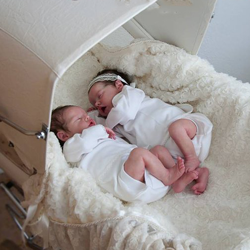 17" Real Lifelike Twins Sister Elsa and Anna Reborn Baby Doll Girl