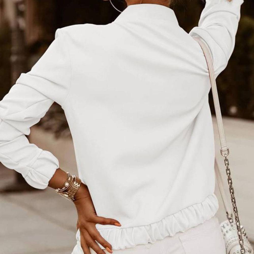 Zipper Straight Long Sleeve Thin Standard Women's Jacket
