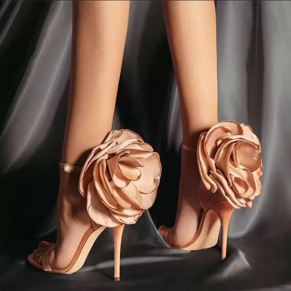 Heel Covering Open Toe Stiletto Heel Buckle Appliques Sandals