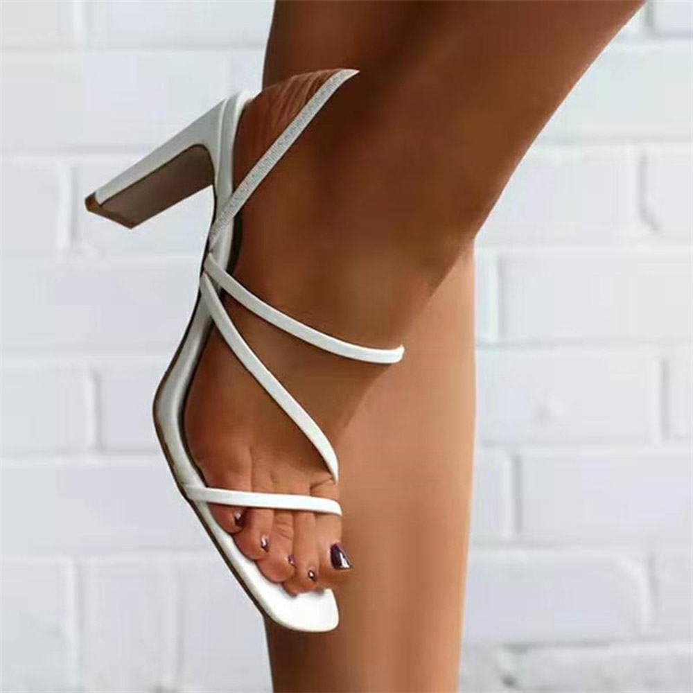 Slip-On Chunky Heel Open Toe Plain Sandals