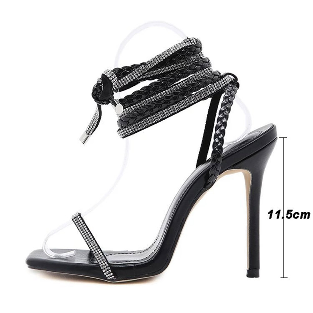 Lace-Up Open Toe Stiletto Heel Lace-Up Sandals