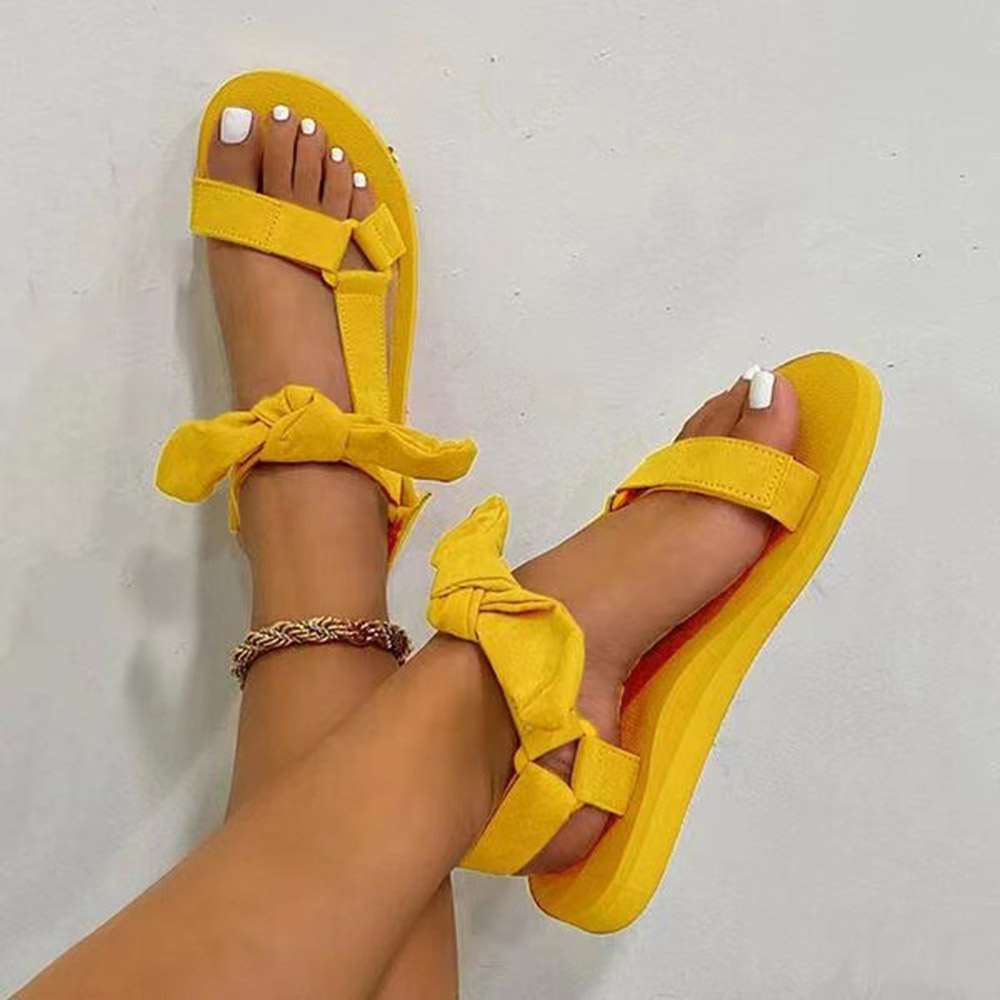 Flat With Open Toe Velcro Western Sandals