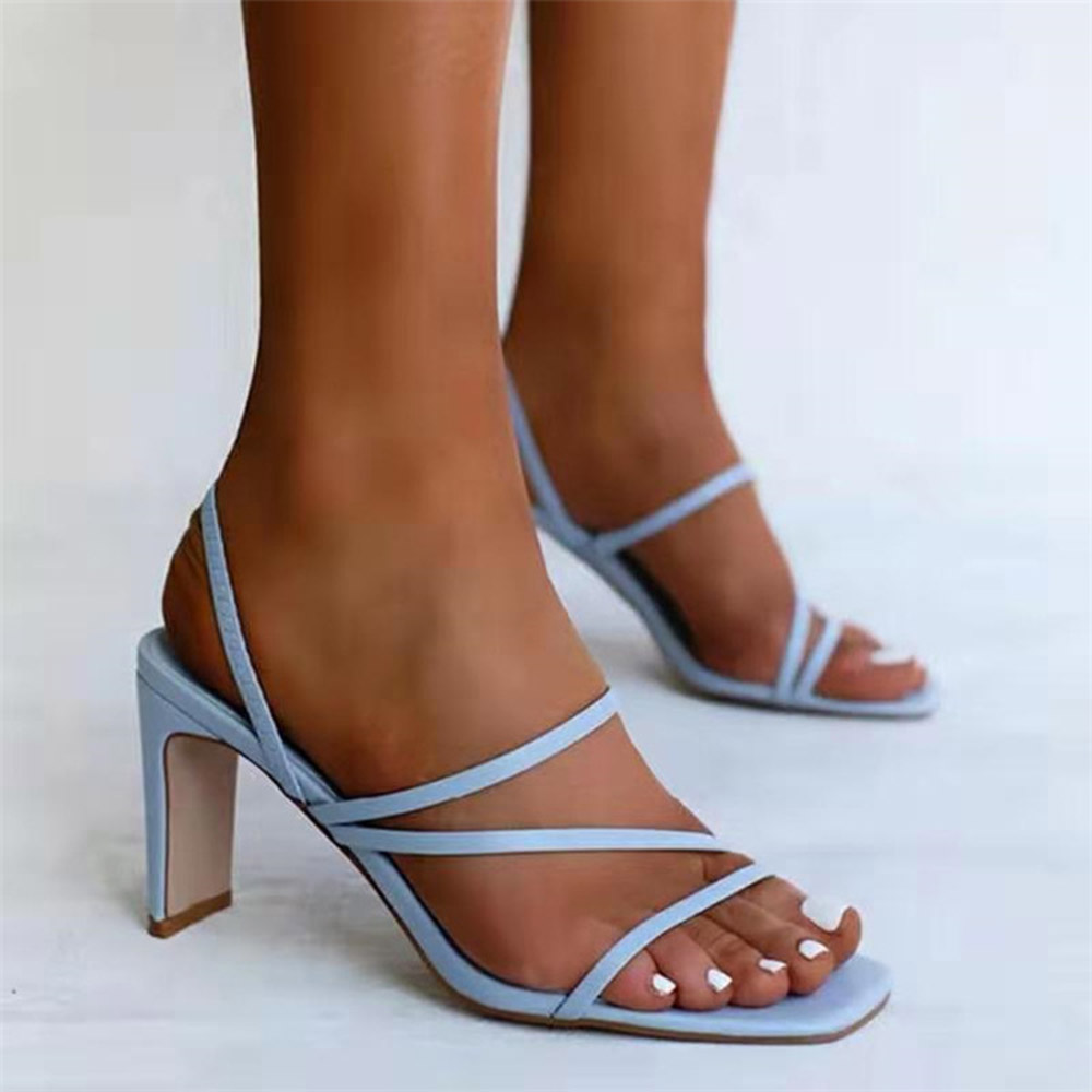 Slip-On Chunky Heel Open Toe Plain Sandals