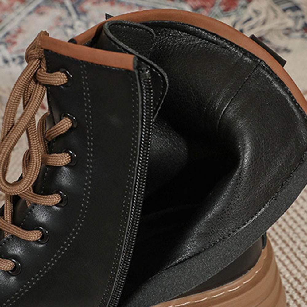 Round Toe Side Zipper Block Heel Western Boots