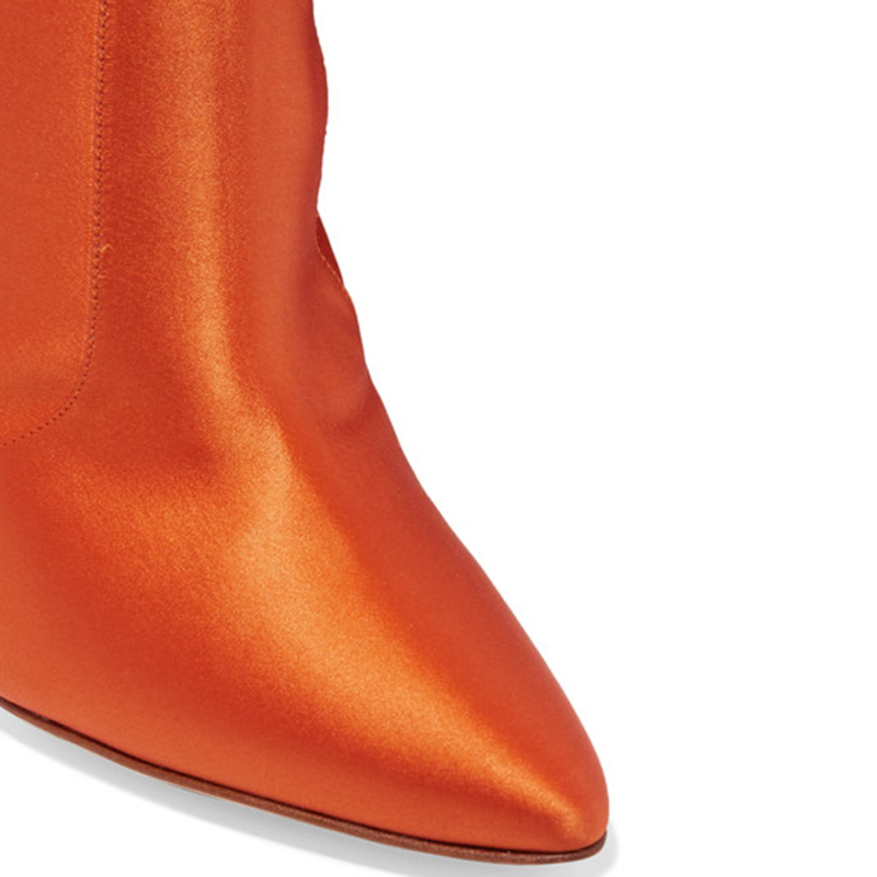 Pointed Toe Slip-On Plain Stiletto Heel Casual Boots