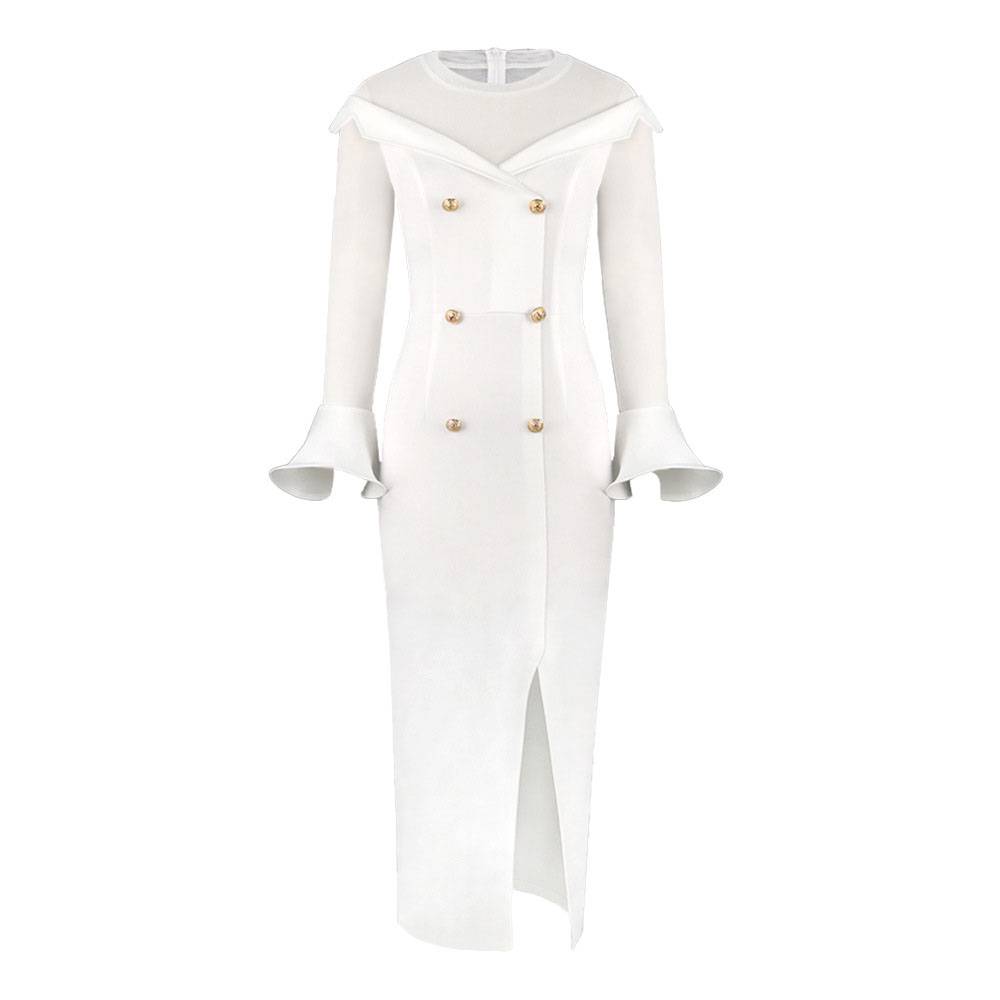 Mesh Ankle-Length Round Neck Long Sleeve Plain Women's Dress
