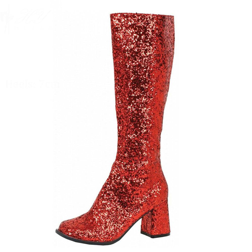 Chunky Heel Round Toe Side Zipper Plain Cotton Boots
