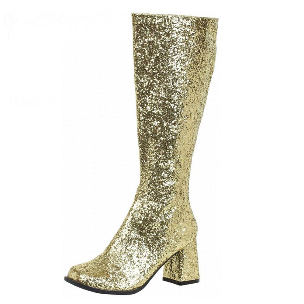 Chunky Heel Round Toe Side Zipper Plain Cotton Boots