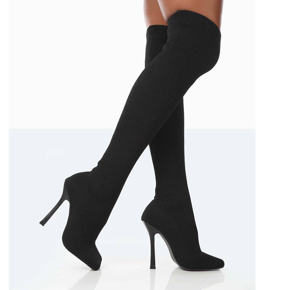 Stiletto Heel Plain Slip-On Square Toe Western Boots