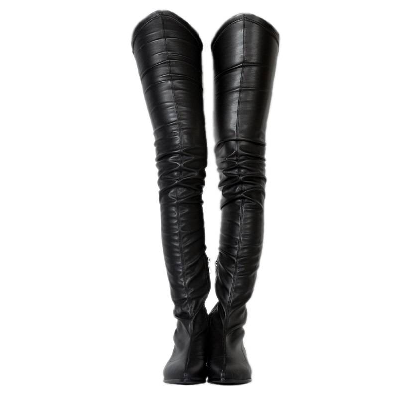 Block Heel Pointed Toe Side Zipper Plain Zipper Boots