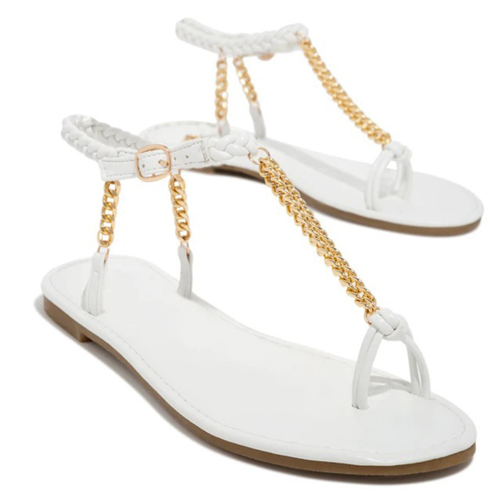 Flat With Buckle Thong Western Sandals