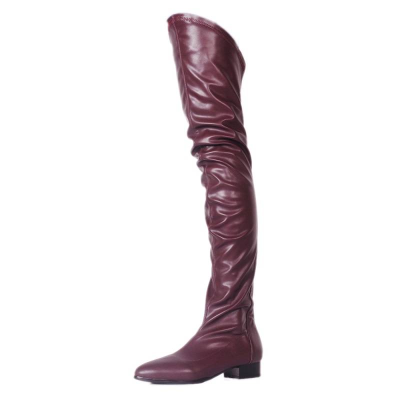 Block Heel Pointed Toe Side Zipper Plain Zipper Boots