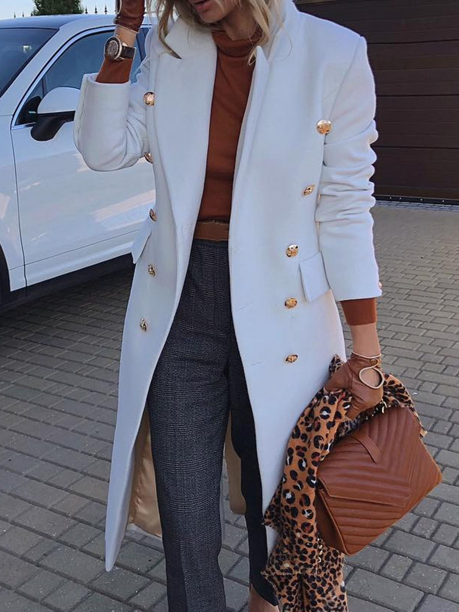 Button Slim Long Women's Overcoat