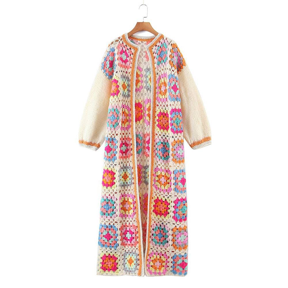 Thick Patchwork Round Neck Women's Sweater