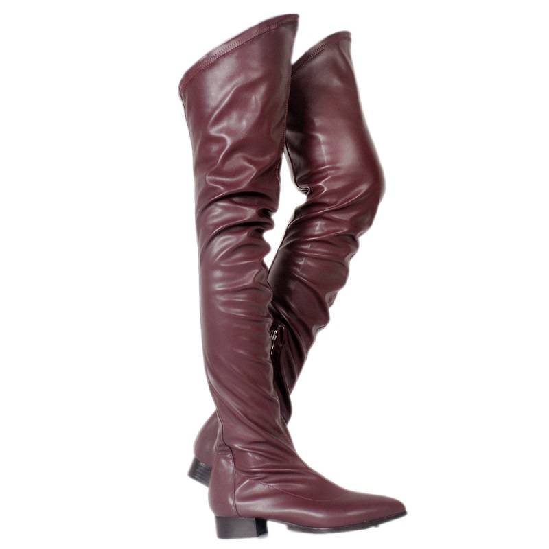 Block Heel Pointed Toe Side Zipper Plain Zipper Boots