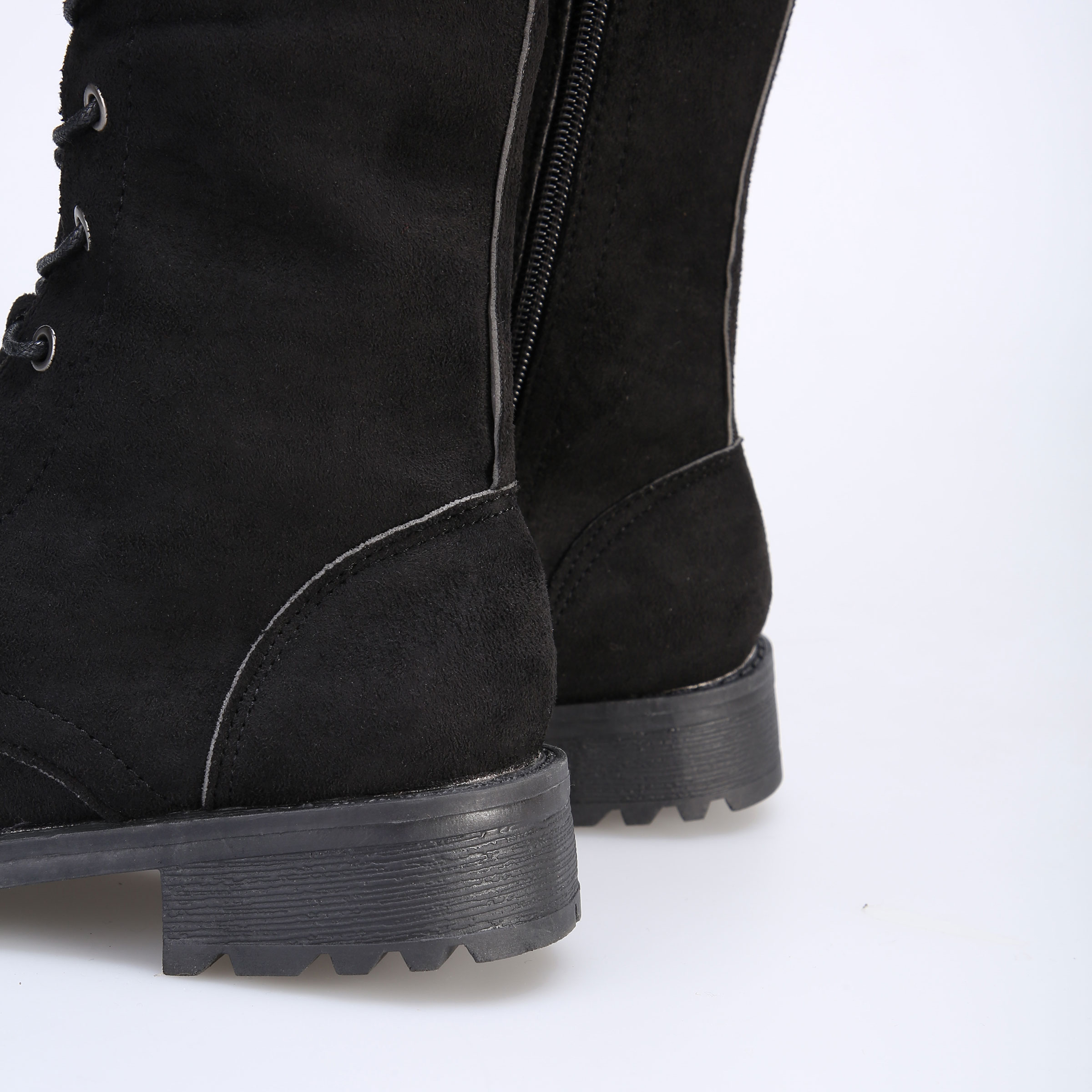 Block Heel Plain Side Zipper Round Toe Casual Boots