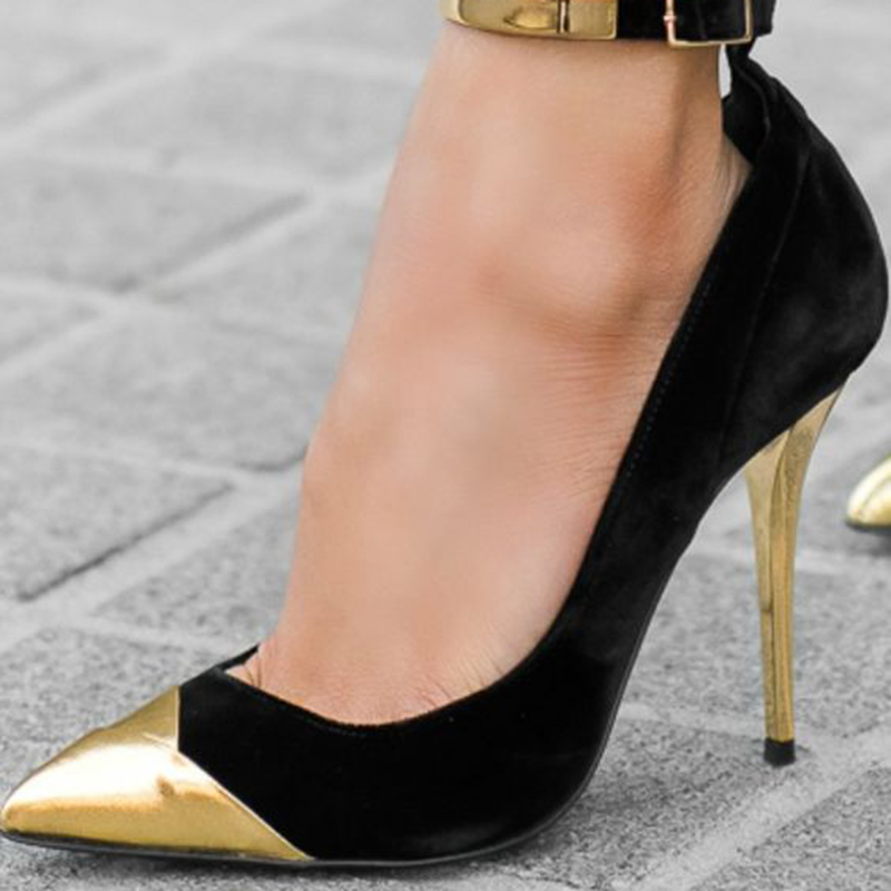Stiletto Heel Pointed Toe Sequin Line-Style Buckle Professional Thin Shoes