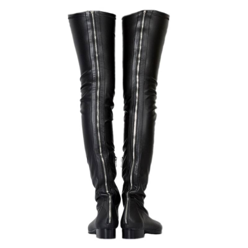 Block Heel Pointed Toe Side Zipper Plain Zipper Boots