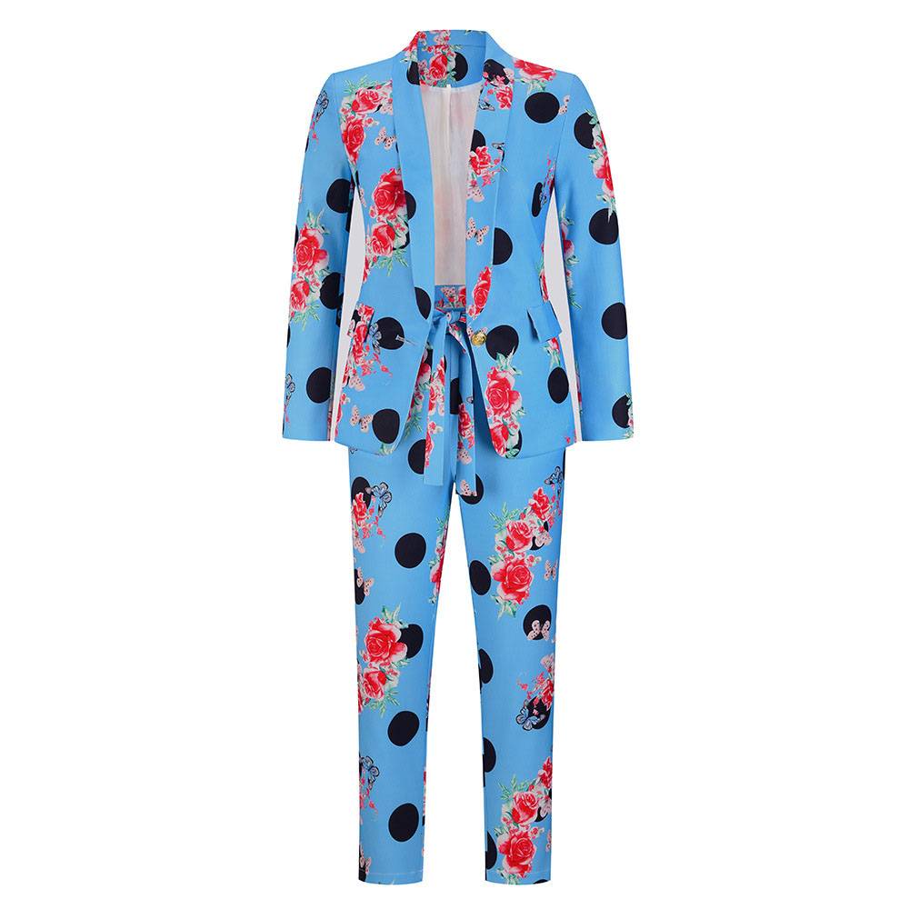 Print Blazer Fashion Ankle Length Women's Suit