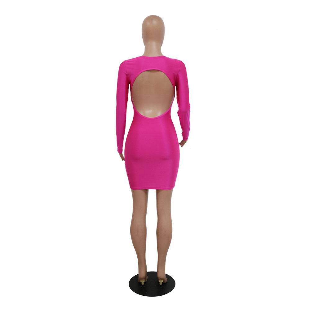 V-Neck Tassel Long Sleeve Above Knee Sexy Women's Dress