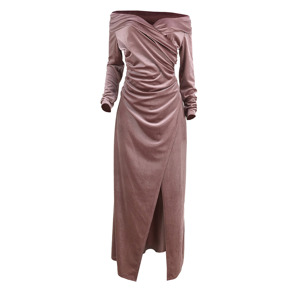 Floor-Length Asymmetric Long Sleeve Bodycon Women's Dress