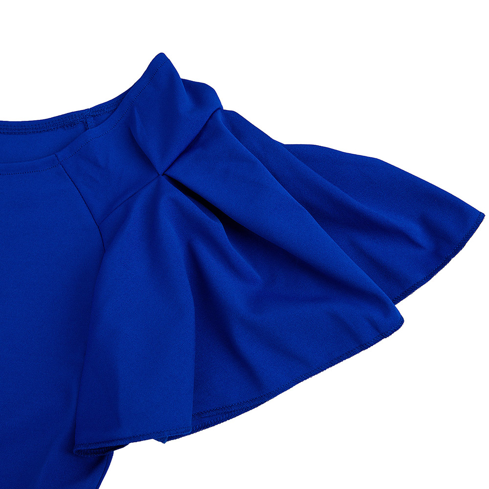 Falbala Knee-Length Half Sleeve Plain Women's Dress