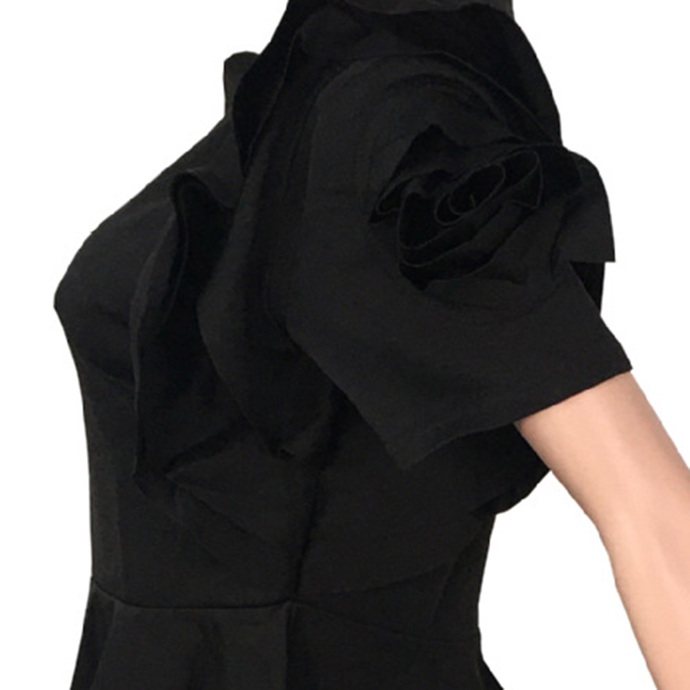 Round Neck Plain Asymmetric Short Sleeve Women's Blouse
