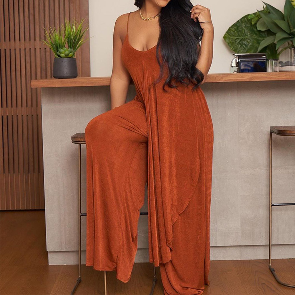 Asymmetric Fashion Plain Vest Wide Legs Women's Two Piece Sets