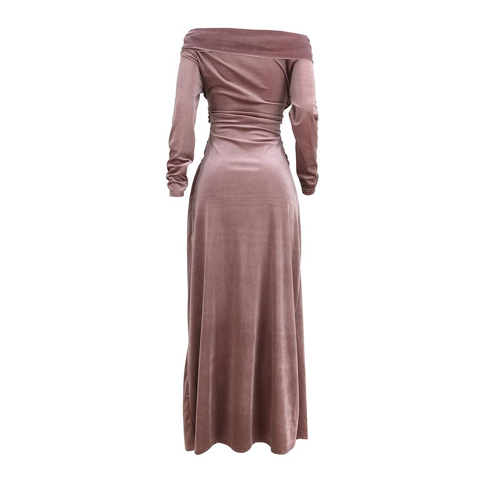 Floor-Length Asymmetric Long Sleeve Bodycon Women's Dress