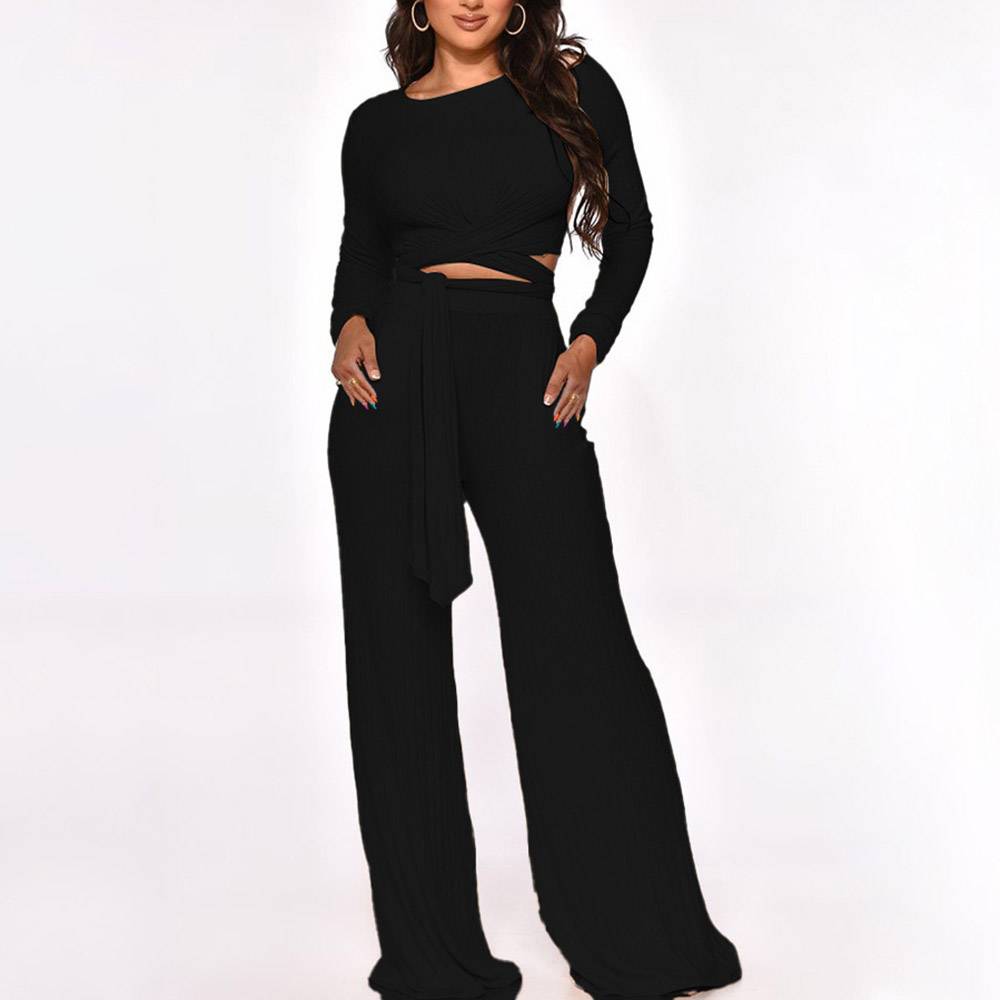 Plain Western Patchwork Sweater Pullover Women's Two Piece Sets