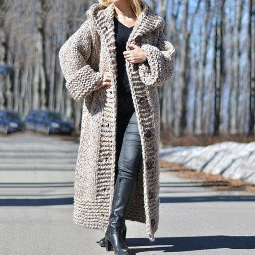 Single-Breasted Long Women's Sweater
