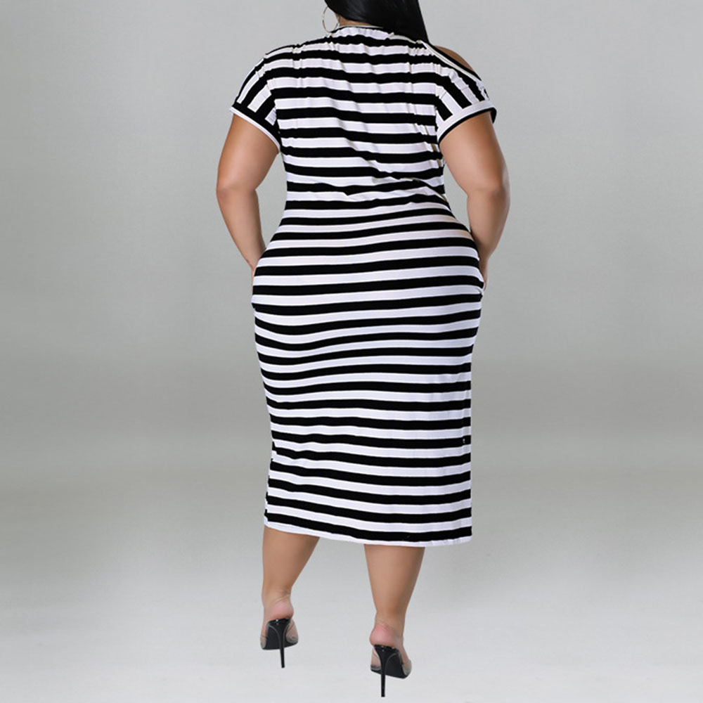 Print Round Neck Short Sleeve Mid-Calf Bodycon Women's Dress