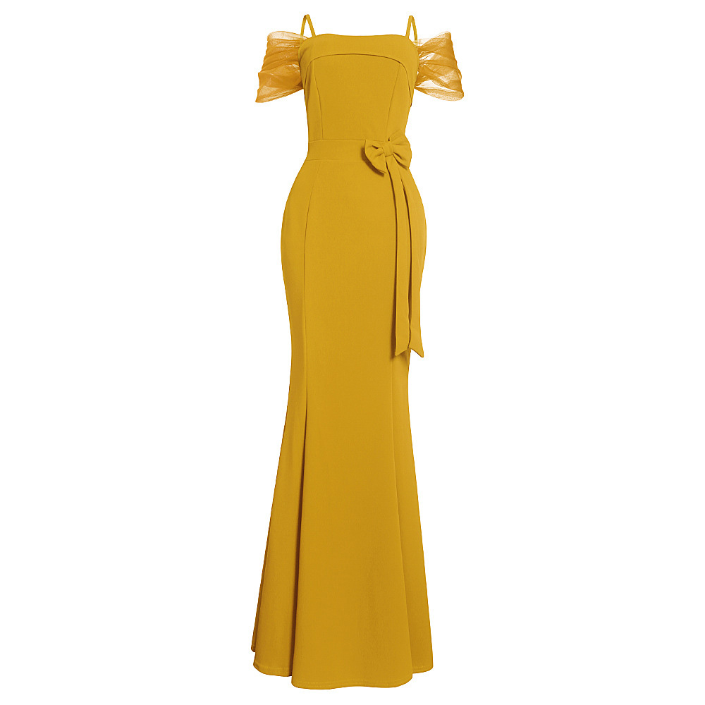 Floor-Length Short Sleeve Mid Waist Women's Dress