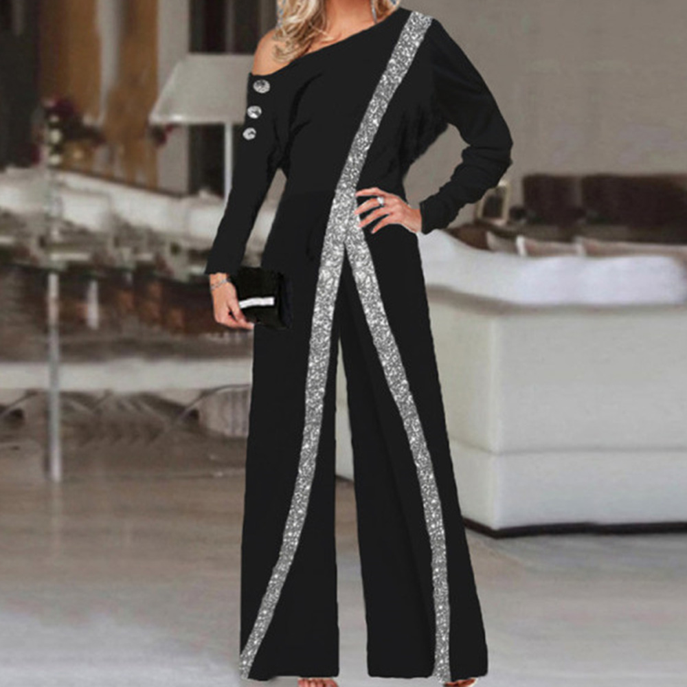 Western Patchwork Color Block Full Length Straight Women's Jumpsuit