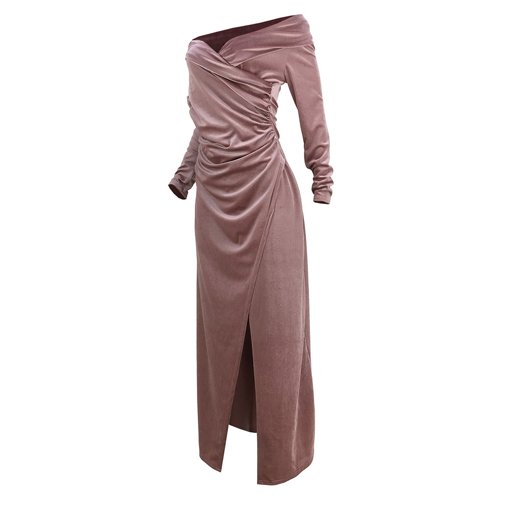 Floor-Length Asymmetric Long Sleeve Bodycon Women's Dress