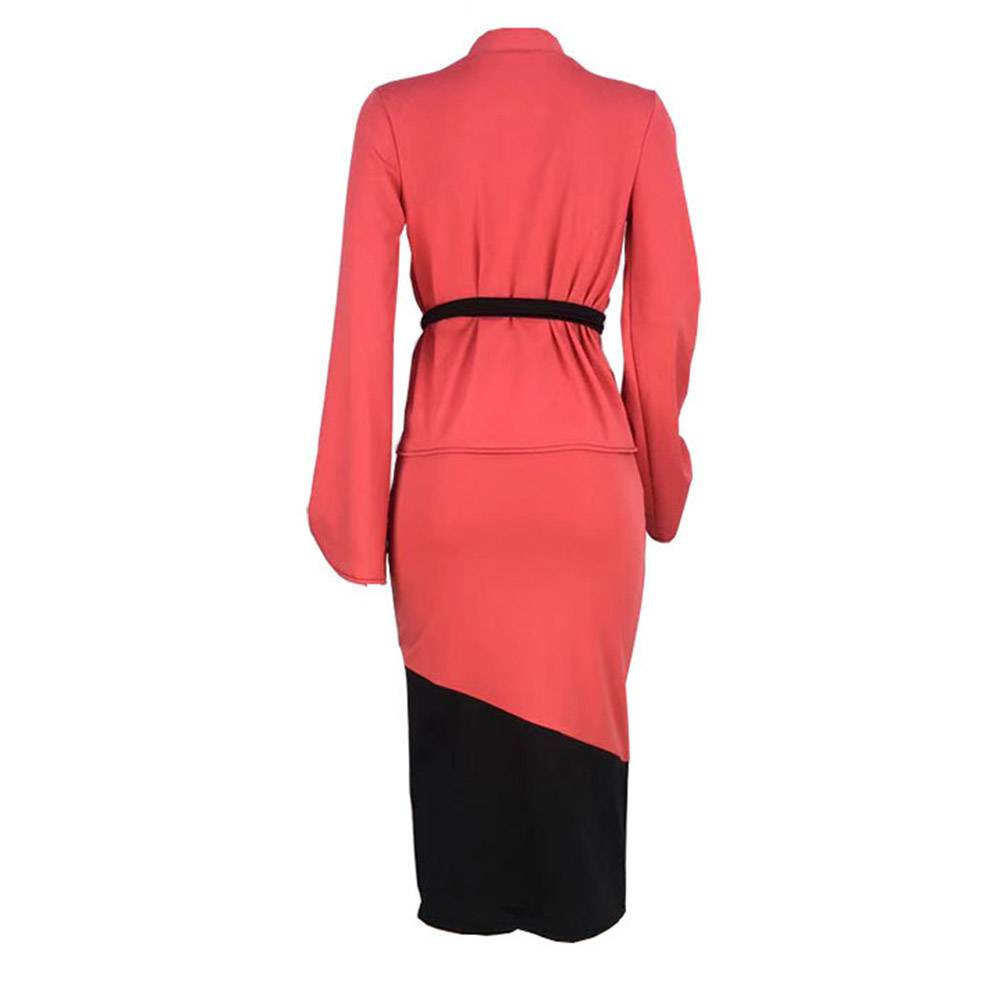 Western Coat Patchwork Color Block Lace-Up Women's Two Piece Sets