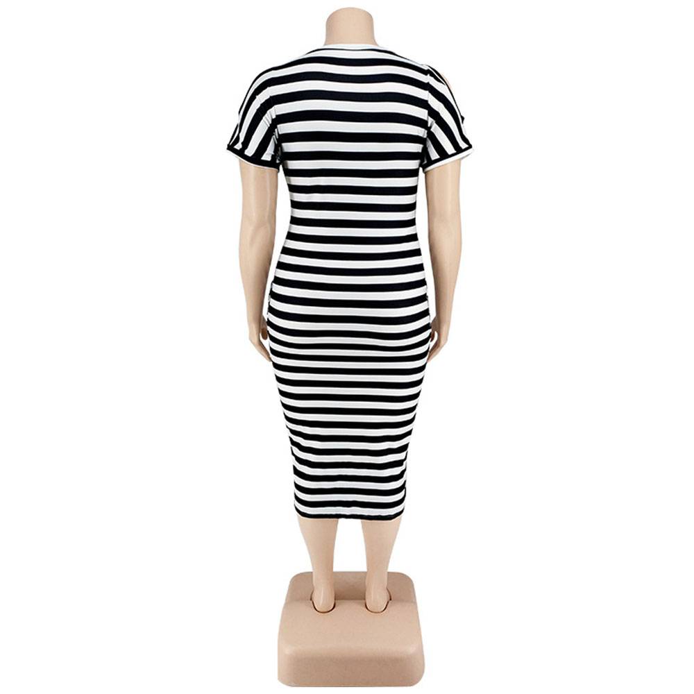 Print Round Neck Short Sleeve Mid-Calf Bodycon Women's Dress