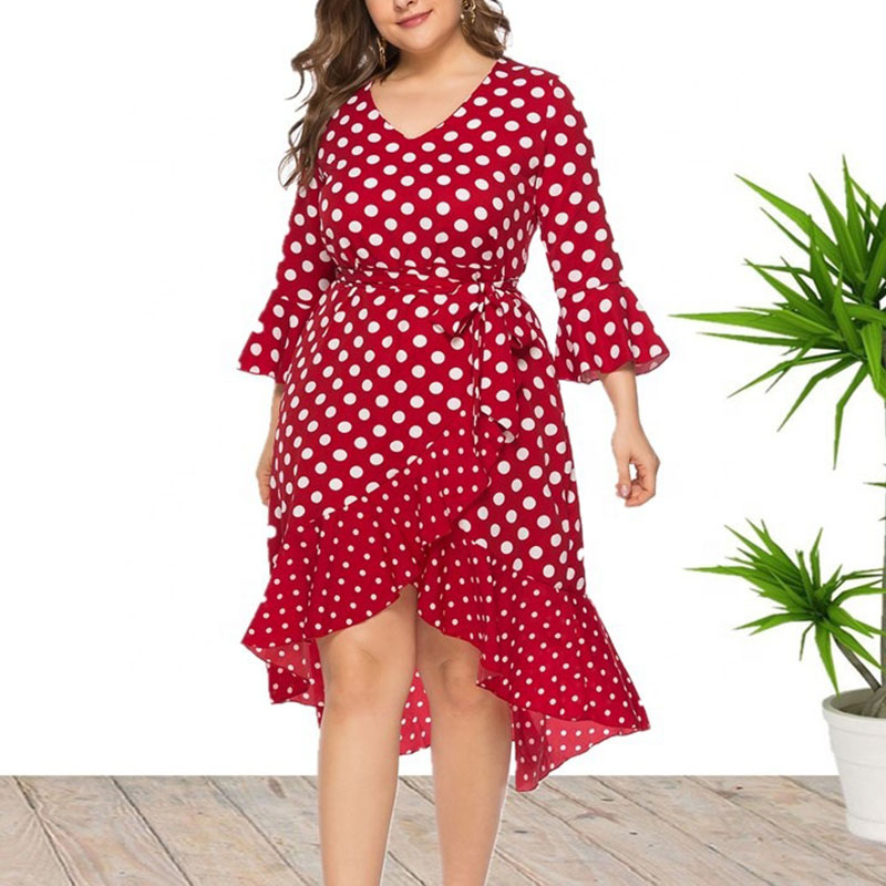 Three-Quarter Sleeve V-Neck Mid-Calf Lace-Up Pullover Women's Dress