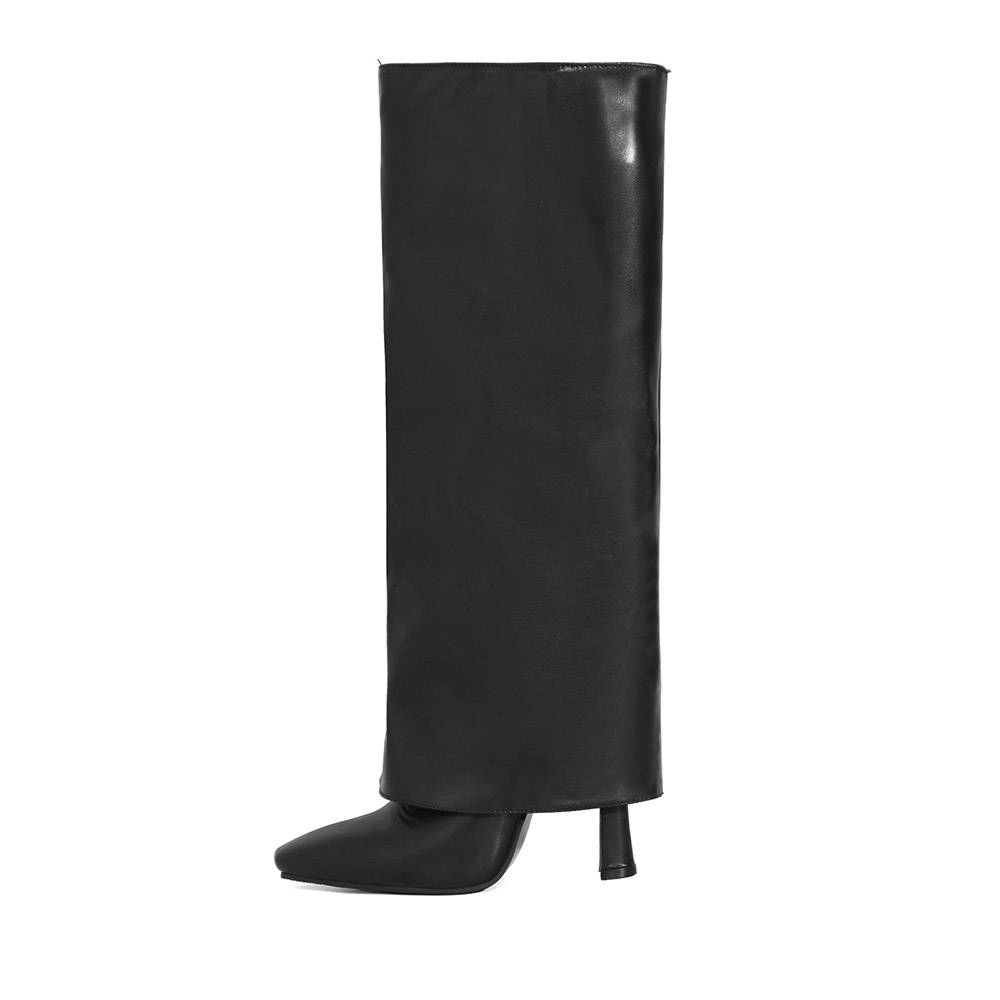 Plain Slip-On Square Toe Thread Boots