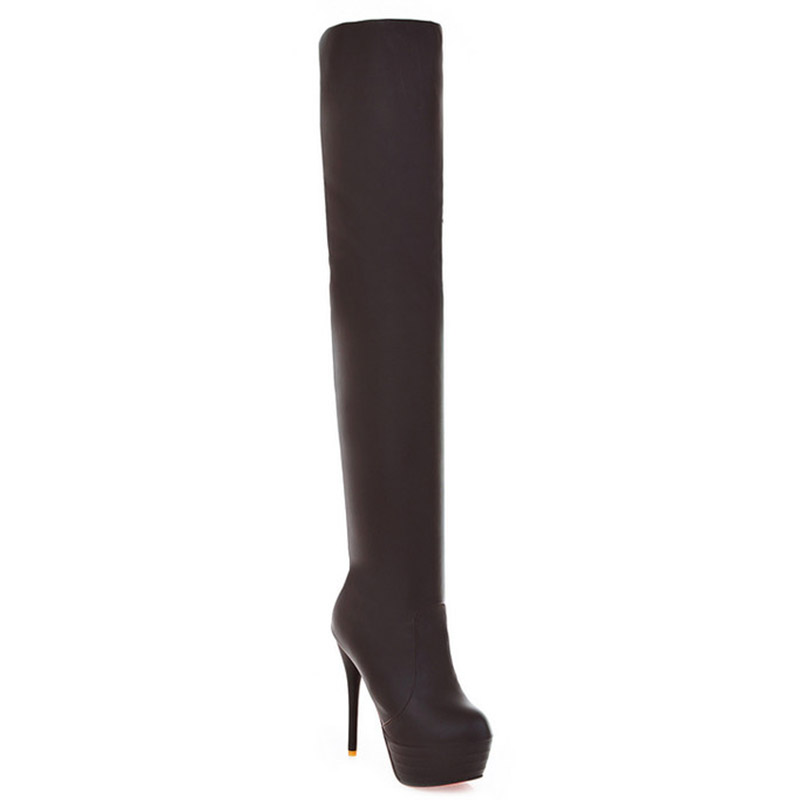 Round Toe Slip-On Stiletto Heel Plain Casual Boots