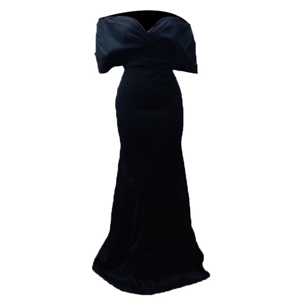 Off Shoulder Floor-Length Three-Quarter Sleeve Pullover Women's Dress