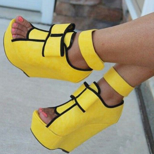 Wedge Heel Heel Covering Velcro Open Toe Casual Sandals
