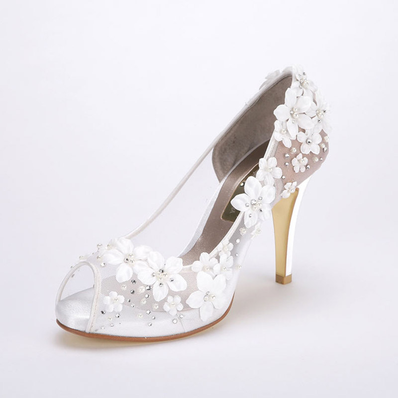 Stiletto Heel Platform Peep Toe Slip-On Wedding Thin Shoes