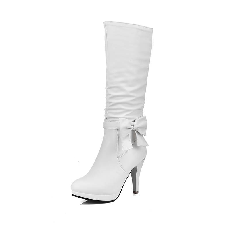 Round Toe Plain Stiletto Heel Side Zipper Casual Boots