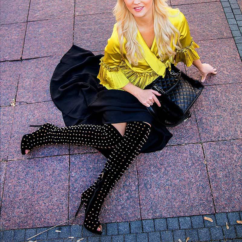 Plain Side Zipper Stiletto Heel Peep Toe PU Boots