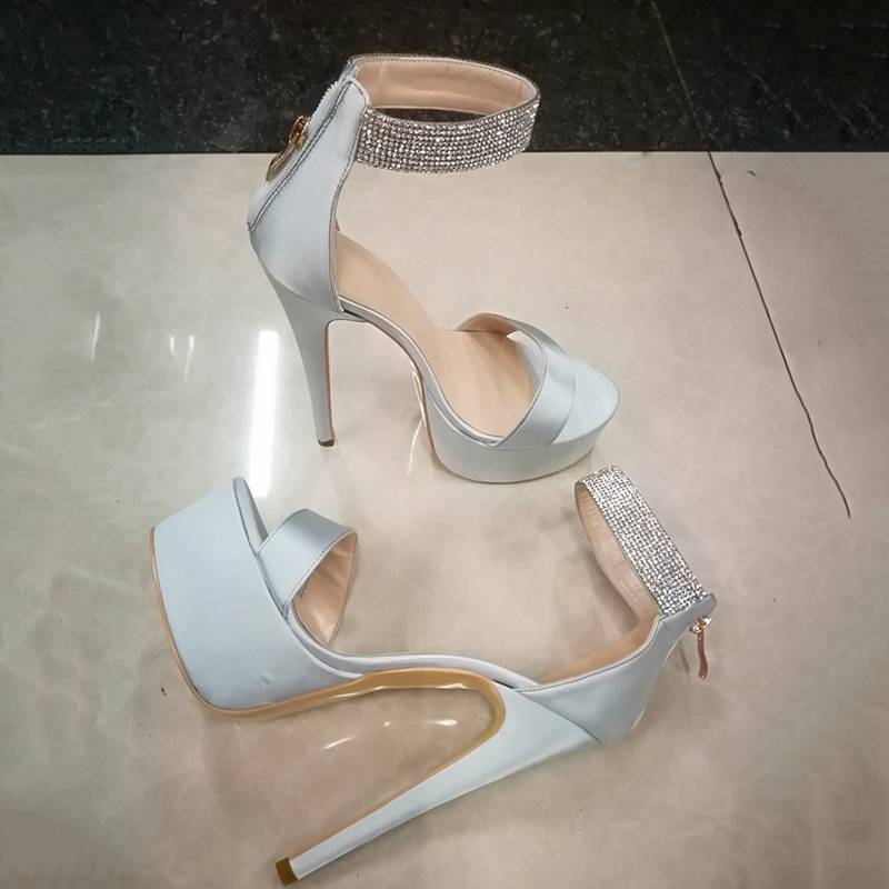 Stiletto Heel Zipper Open Toe Heel Covering Platform Sandals