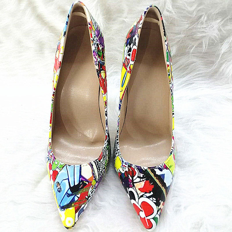 Pointed Toe Stiletto Heel Slip-On Floral Thin Shoes
