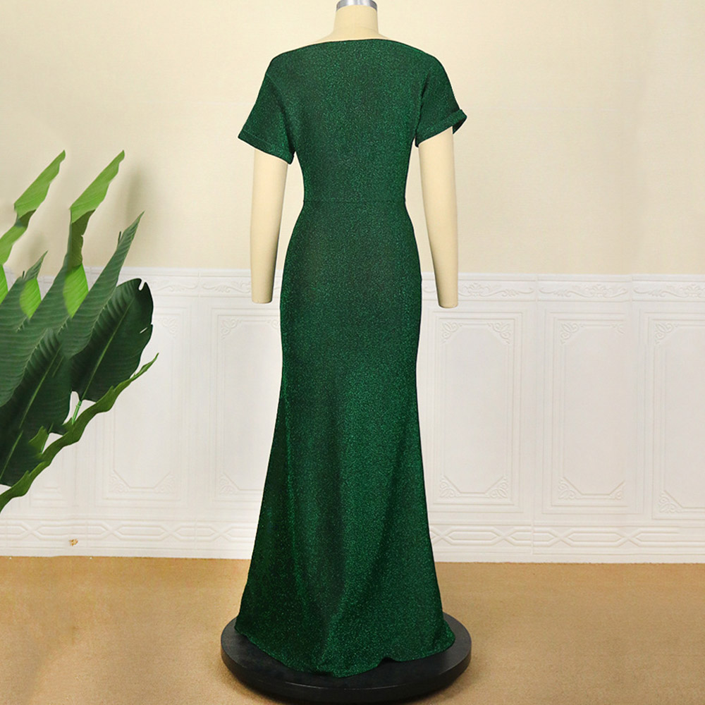 Short Sleeve Floor-Length Off Shoulder Bodycon Women's Dress